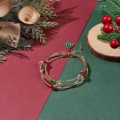 Mehrsträngiges Armband aus Bling-Glas- und Messingrohrperlen&nbsp;BJEW-TA00108