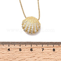 304 Edelstahl Pavé Klarglas Strass Muschelform Anhänger Kugelkette Halsketten für Frauen&nbsp;NJEW-K255-53G