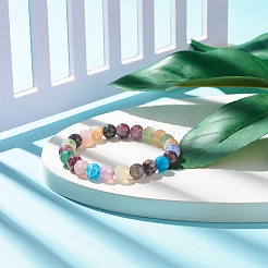 Bracelet extensible de perles rondes en verre d'imitation de pierres précieuses de 8.5 mm pour femme&nbsp;BJEW-JB07415