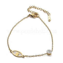 201 bracelets à chaîne en acier inoxydable&nbsp;BJEW-H205-01B-G