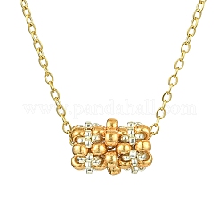 3 pièces colliers pendentif colonne de perles de rocaille en verre tressé&nbsp;NJEW-MZ00037