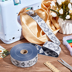 25 m Polyester-Jacquard-Blumenband&nbsp;OCOR-WH0088-82B