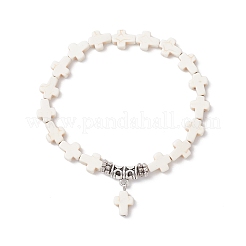 Braccialetti con ciondoli in perline crociate turchesi sintetiche&nbsp;BJEW-JB12292-02