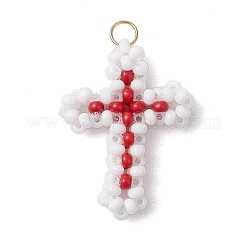 Perlen Kreuz Charms&nbsp;PALLOY-GD00002