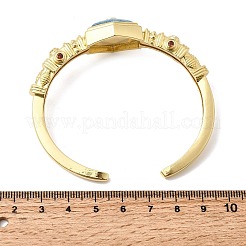 Bracelets manchettes hexagonaux en laiton pavés d'apatite naturelle et de zirconiums cubiques pour femmes&nbsp;BJEW-Z172-01G-06