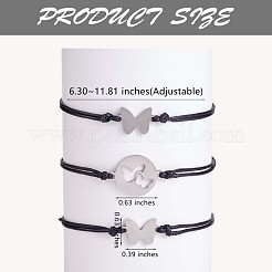Ensemble de bracelets à maillons papillon en acier inoxydable 430 de 3 styles&nbsp;JB723A