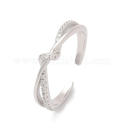 925 verstellbarer Manschettenring aus Sterlingsilber mit Mikropavé und klaren Zirkonia für Damen&nbsp;RJEW-G351-04P