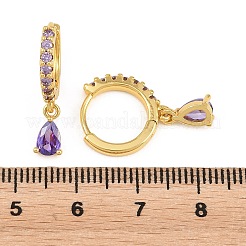 Orecchini pendenti a cerchio in ottone con micro pavé di zirconi cubici&nbsp;KK-Z166-13G-01