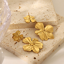 Boucles d'oreilles pendantes en forme de fleur en acier inoxydable 304 à la mode&nbsp;VY5463