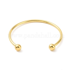 Brazalete abierto de alambre de acero inoxidable 304 con bola y extremo roscado&nbsp;BJEW-F435-02G