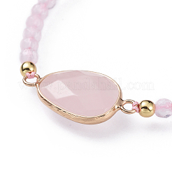 Bracelets réglables en quartz tressé de quartz rose naturel&nbsp;BJEW-JB04559-04