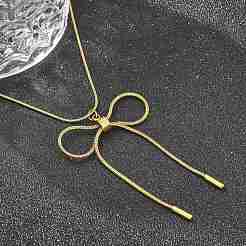 PVD-Vakuumbeschichtung 304 Edelstahl Bowknot Anhänger Runde Schlangenkette Halsketten für Frauen&nbsp;NJEW-Z044-10G