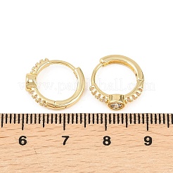 Orecchini a cerchio piatti rotondi in ottone con micro pavè di zirconi trasparenti&nbsp;EJEW-D348-28G