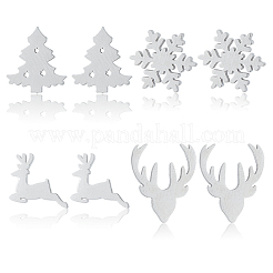 4 Paar exquisite Ohrstecker aus Edelstahl in 4 Stilen mit Weihnachtsbaum&nbsp;EJEW-AN0002-38