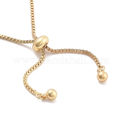 Messing Pavé klare Zirkonia Rechteck Box Kette Slider Armbänder&nbsp;BJEW-YWC0002-05B-G