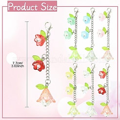 6 pieza de decoraciones colgantes de flores acrílicas y de vidrio&nbsp;HJEW-YW00362