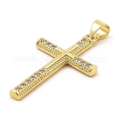 Pendentifs avec zircon cubiques à micro-pavés en laiton&nbsp;KK-E051-02G-01