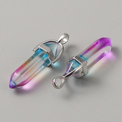 Doppelte spitze Anhänger aus Glas&nbsp;G-WH0016-41E