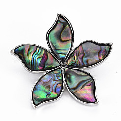 Pin spilla conchiglia abalone naturale a forma di fiore/conchiglia paua&nbsp;G-N333-012B-RS