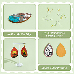 Kits de boucles d'oreilles pendantes en forme de larme en bois à faire soi-même&nbsp;DIY-ME0001-14