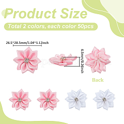 100 Stück 2 Farben Blumen-Polyester-Ornament-Zubehör&nbsp;DIY-PH0032-64