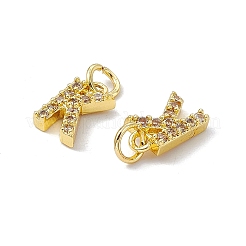 Véritable micro-pavé en laiton plaqué 18k or véritable breloques en zircone cubique transparente&nbsp;KK-E068-VB452-K