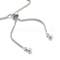 Braccialetti con cursore a catena rettangolare in ottone con pavé di zirconi trasparenti&nbsp;BJEW-B094-05A-P