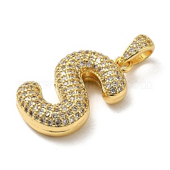 Pendentifs avec zircon cubiques à micro-pavés en laiton&nbsp;KK-E061-03G-19