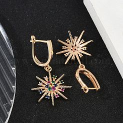 Créoles en laiton avec zircone cubique de micro pave&nbsp;EJEW-K300-15G