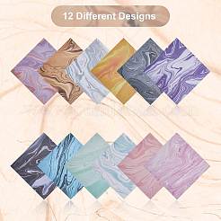 24 feuille de papier de scrapbooking carré à 12 styles avec motif marbré&nbsp;SCRA-GF0001-05