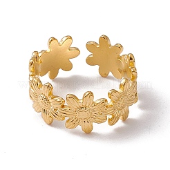 Placcatura ionica (ip) 304 anello in acciaio inossidabile fiore avvolgente anello polsino aperto per le donne&nbsp;RJEW-C045-17G