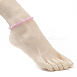 Ensemble de bracelets de cheville extensibles en perles de verre 7pcs 7 couleurs pour femmes&nbsp;AJEW-AN00528