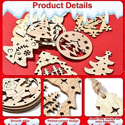 20 stücke 10 stile weihnachten thema ungefärbt holz große anhänger&nbsp;WOOD-YW0001-25