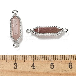 Natürlicher Erdbeerquarz facettiert Doppelterminal spitz Sechseck Verbinder Charms&nbsp;G-G181-04P-03