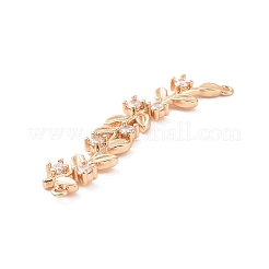 Breloques de connecteur en zircone cubique transparente pavée de laiton&nbsp;ZIRC-K088-08KCG