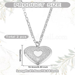 1 collier pendentif médaillon en forme de cœur en acier inoxydable 304&nbsp;NJEW-LP0001-49