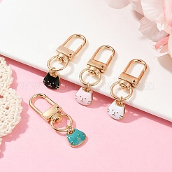 4 pendentif décoratif en alliage émaillé en forme de tête de chat&nbsp;HJEW-YW00065