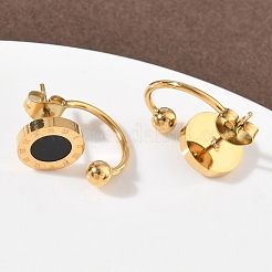 Boucles d'oreilles à tige rondes et plates en résine d'acier inoxydable 304&nbsp;EJEW-G453-08G