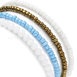 Set di braccialetti elasticizzati con perline di malocchio in resina e semi di vetro da 4 pz&nbsp;BJEW-JB09896-02