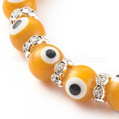 Bracelets extensibles en perles rondes au chalumeau mauvais œil&nbsp;BJEW-JB06211