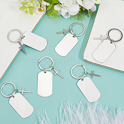 20 porte-clés pendentif vierge en acier inoxydable 201&nbsp;KEYC-SC0001-62B