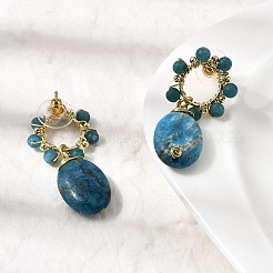 Pendientes colgantes de apatita natural&nbsp;EJEW-G454-01G-06