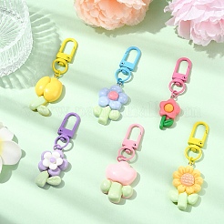 6 pz decorazioni pendenti in resina a forma di fiore&nbsp;HJEW-YW00056