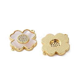 Ciondolo a croce in ottone micro pavé con zirconi cubici trasparenti&nbsp;KK-U070-09B-G