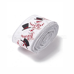 Ruban d'emballage en lin imitation polyester sur le thème de noël&nbsp;SRIB-P020-01B