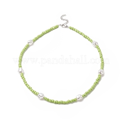 Collana di perle di plastica e semi di vetro per le donne&nbsp;NJEW-JN04244