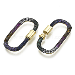 Messing Micro Pave Zirkonia Schraube Karabiner Schloss Charms&nbsp;ZIRC-N039-008B-NF