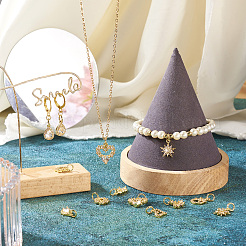 Pendenti con pavé di zirconi cubici in ottone con placcatura in ottone da 16 pz&nbsp;KK-TA0001-44