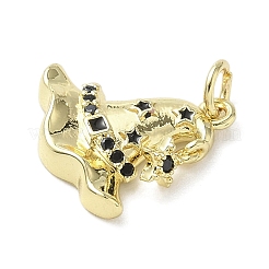 Halloween-Anhänger aus Messing mit Mikropflaster und schwarzem Zirkonia-Emaille&nbsp;KK-L248-02G