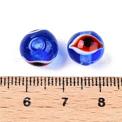 Handgemachte runde Bunte Malerei-Perlen mit bösem Blick&nbsp;LAMP-T021-17B
